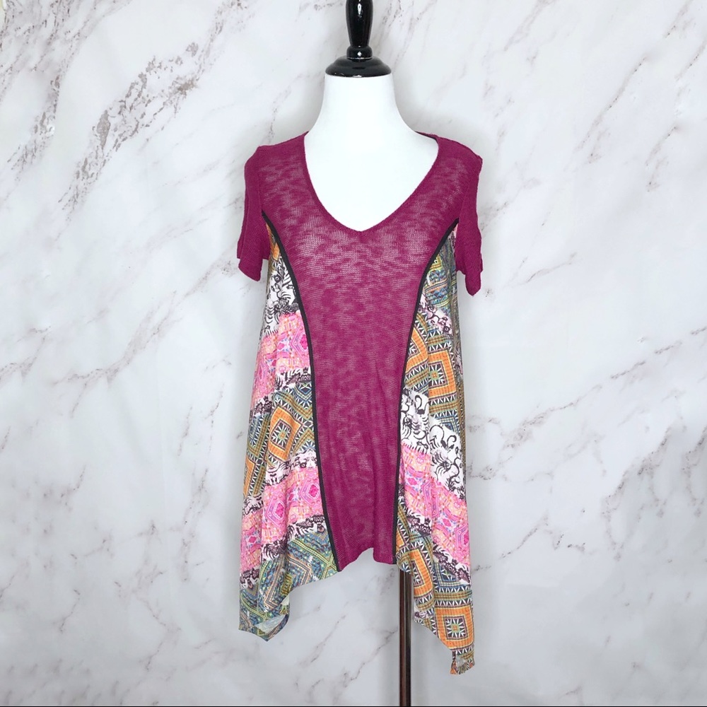 Poéme by Citron Pink Mixed Media Blouse